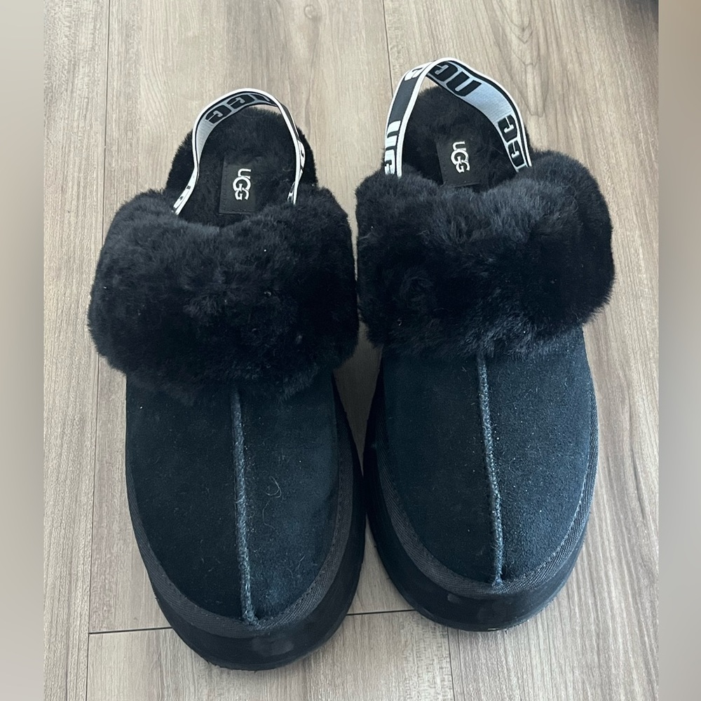 Black Ugg Funkette Suede Platform Clogs
